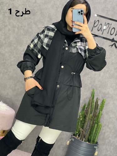 0244_مانتو ترکیبی با چهارخونه