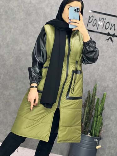 0251_کاپشن بلند آستین چرم