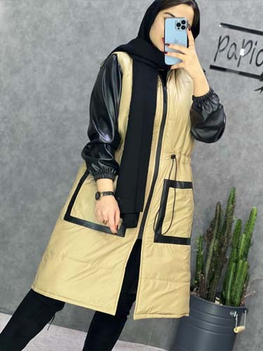 0251_کاپشن بلند آستین چرم