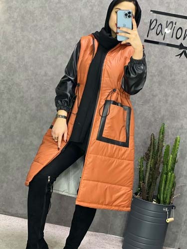 0251_کاپشن بلند آستین چرم