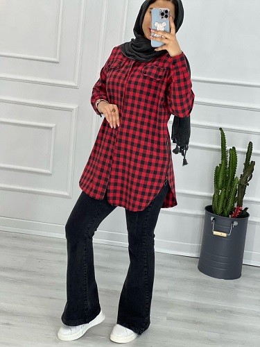 0311 _ مانتو چهارخونه بغل زیپ