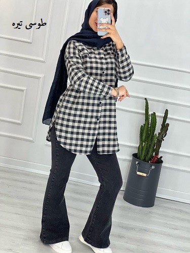 0311 _ مانتو چهارخونه بغل زیپ