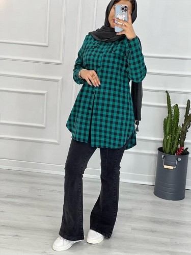 0311 _ مانتو چهارخونه بغل زیپ