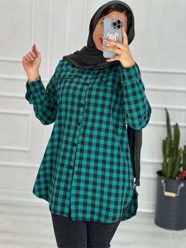 0311 _ مانتو چهارخونه بغل زیپ