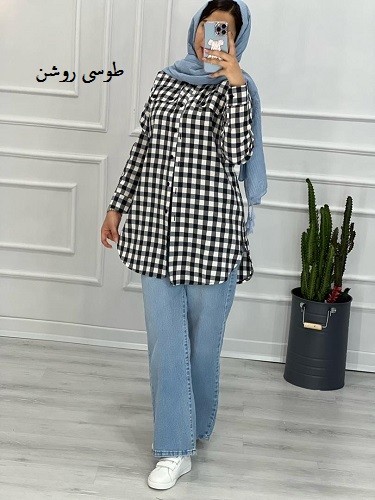 0311 _ مانتو چهارخونه بغل زیپ