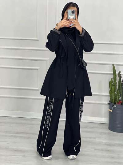 0404-مانتو مزونی کلاهدار ورساچ