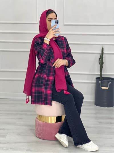 0432- مانتو کتی چهارخونه