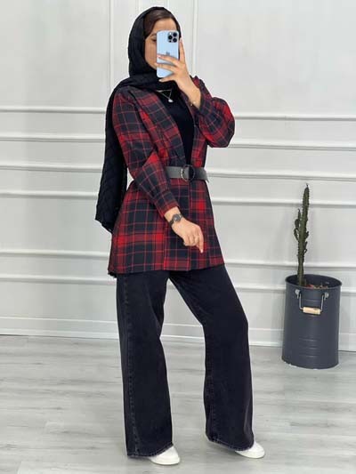 0432- مانتو کتی چهارخونه