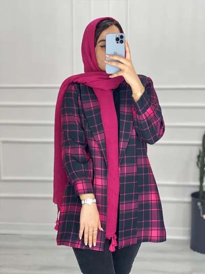 0432- مانتو کتی چهارخونه