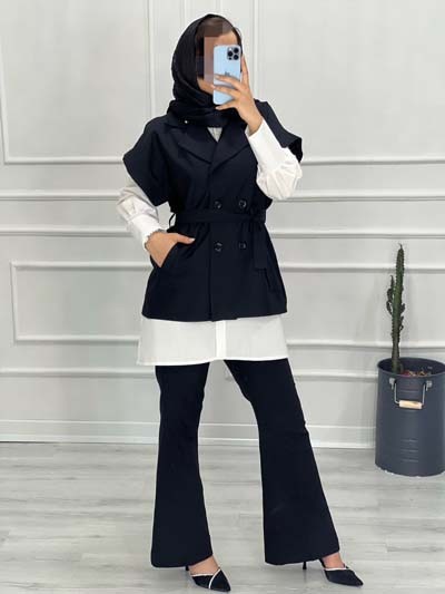 0433- ست دوتیکه وست و شومیز دلوین