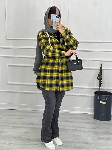 0437-مانتو پاییزی چهارخونه