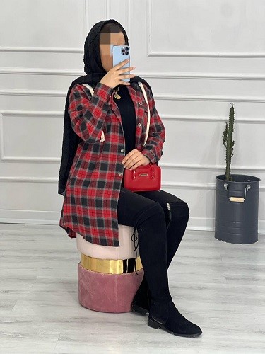 0437-مانتو پاییزی چهارخونه