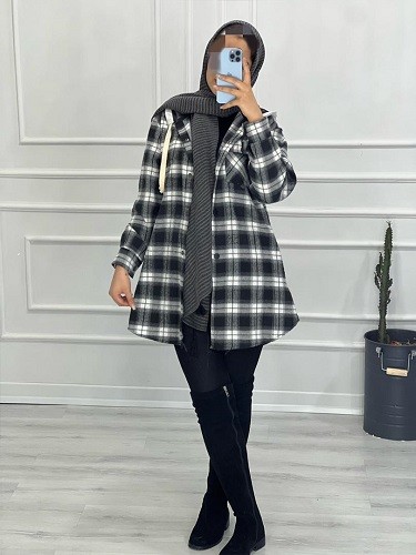 0437-مانتو پاییزی چهارخونه