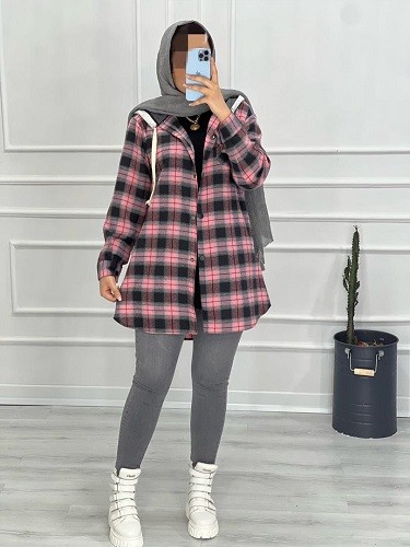 0437-مانتو پاییزی چهارخونه