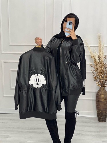 0443-کاپشن چرم آستردار میکی موس