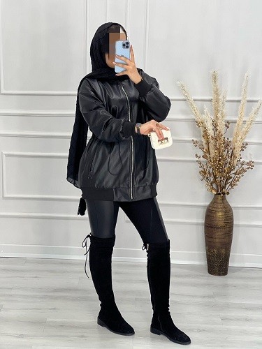 0443-کاپشن چرم آستردار میکی موس