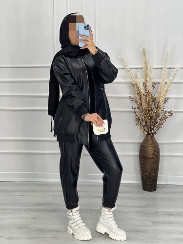 0443-کاپشن چرم آستردار میکی موس