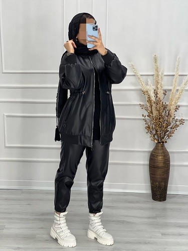 0443-کاپشن چرم آستردار میکی موس