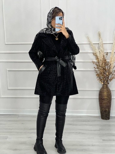 0500-پالتو چرم سیلیکونی مزونی پلنگی