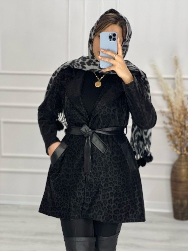 0500-پالتو چرم سیلیکونی مزونی پلنگی