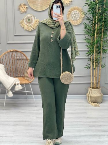 1201-ست دبل فیس دکمه چوبی