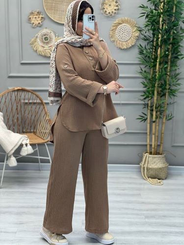 1201-ست دبل فیس دکمه چوبی