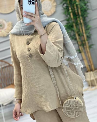 1201-ست دبل فیس دکمه چوبی