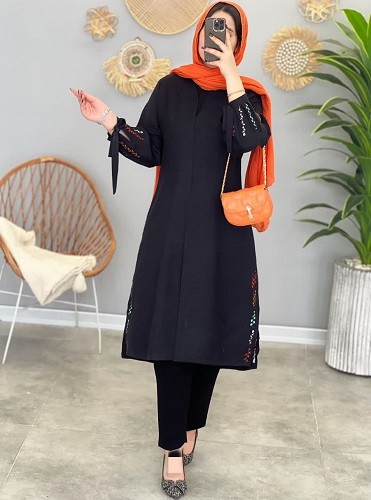 1260-مانتو گلدوزی روژین