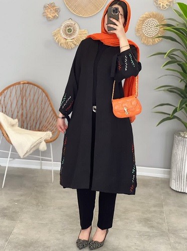 1260-مانتو گلدوزی روژین