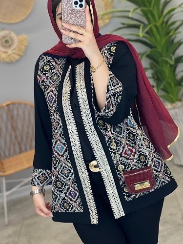 1308-مانتو مزونی سوزن دوزی طناز