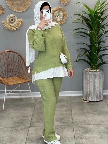 1364-ست شومیز شلوار دبل فیس