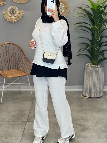 1364-ست شومیز شلوار دبل فیس