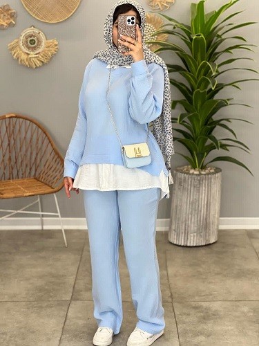 1364-ست شومیز شلوار دبل فیس