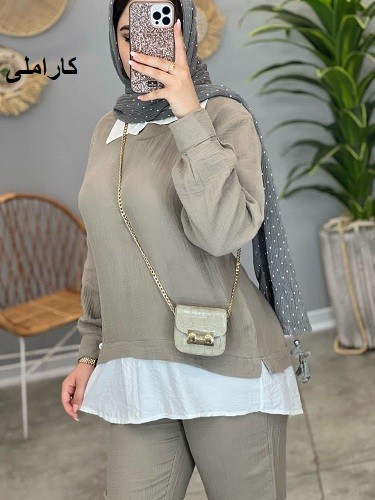 1364-ست شومیز شلوار دبل فیس