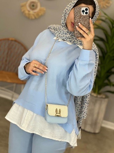 1364-ست شومیز شلوار دبل فیس