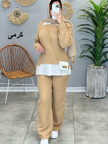 1364-ست شومیز شلوار دبل فیس