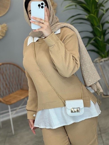 1364-ست شومیز شلوار دبل فیس