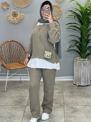 1364-ست شومیز شلوار دبل فیس