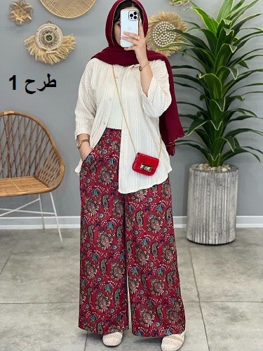 1370-شلوار بگ طرحدار