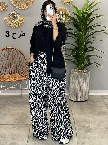 1370-شلوار بگ طرحدار