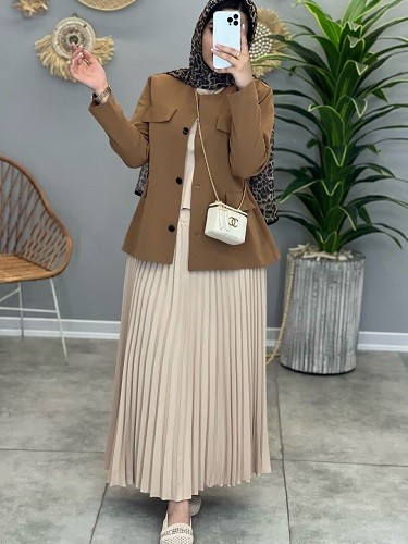 1371-ست تاپ و دامن پوپک