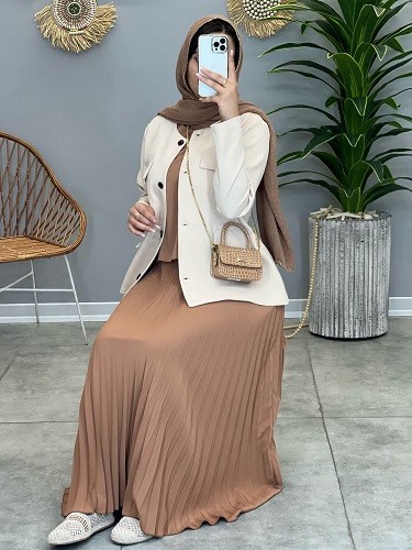 1371-ست تاپ و دامن پوپک