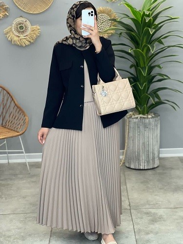 1371-ست تاپ و دامن پوپک