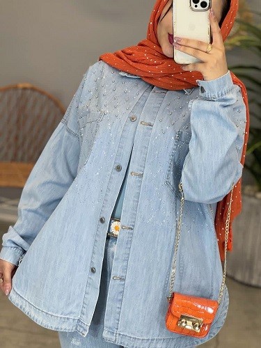 1440- مانتو جین فول نگین