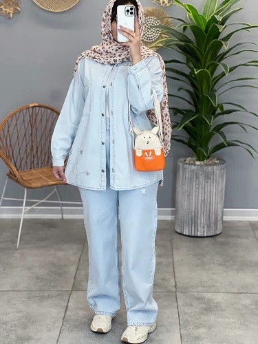 1440- مانتو جین فول نگین