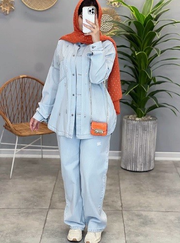 1440- مانتو جین فول نگین