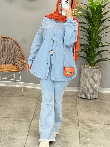 1440- مانتو جین فول نگین