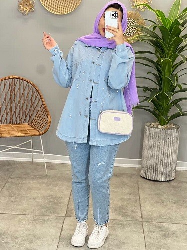 1440- مانتو جین فول نگین