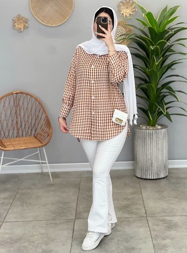 1444- مانتو کاربردی چهارخونه