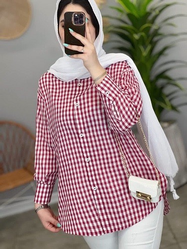 1444- مانتو کاربردی چهارخونه